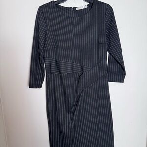 Dex Black Pinstripe  Long Sleeve Dress